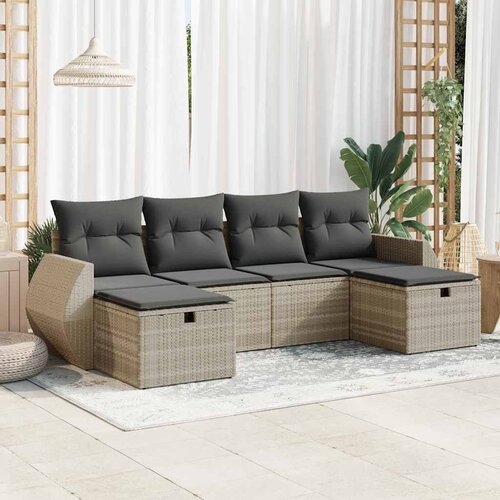 vidaXL 6-dijelni set vrtnih sofa od poliratana s jastucima svjetlosivi Cijene