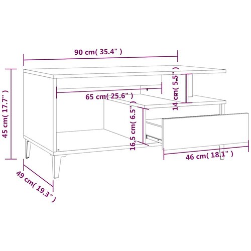  Stolić za kavu bijeli 90 x 49 x 45 cm od konstruiranog drva Bijela Slike