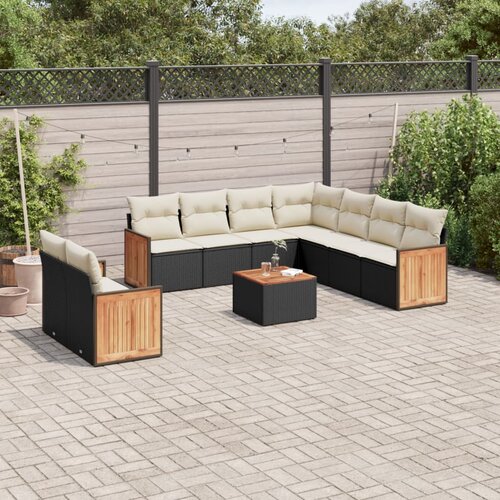 vidaXL 10-dijelni set vrtnih sofa s jastucima crni od poliratana Cijene