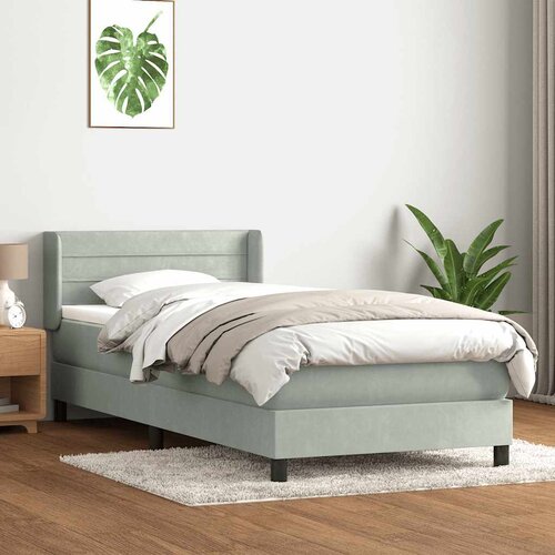 vidaXL Box Spring krevet s madracem svijetlo sivi 90x210 cm bar&scaron;un Cijene