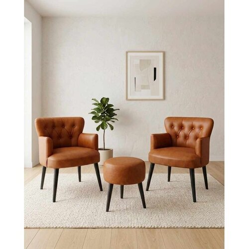 Atelier Del Sofa Az-2Rom-Syh set od 2 fotelje i taburea, svetlobraon Cene