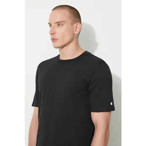 Carhartt WIP Pamučna majica boja: crna, glatki model, I026264-GREYHEATHE