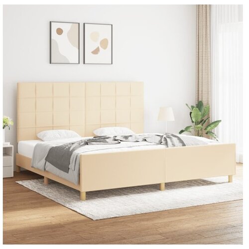  Okvir za krevet s uzglavljem krem 180 x 200 cm od tkanine Cijene