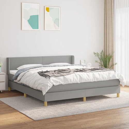 The Living Store Box spring postelja z vzmetnico svetlo siva 180x200 cm blago - Box Spring Postelja, (21518366) Slike