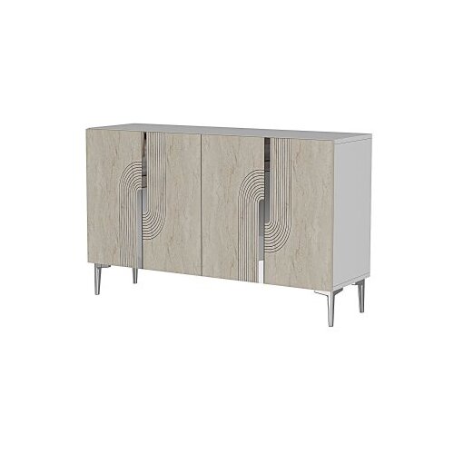 Hanah home konzola meyra 120 white travertine silver Slike