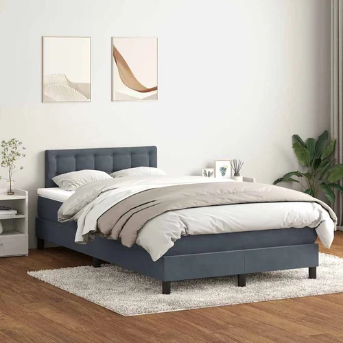 vidaXL Box spring krevet s madracem tamnosivi 120x210 cm baršunasti