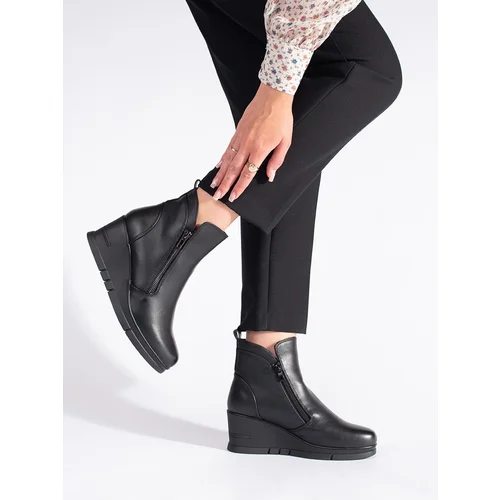 Shelvt Black women's wedge boots