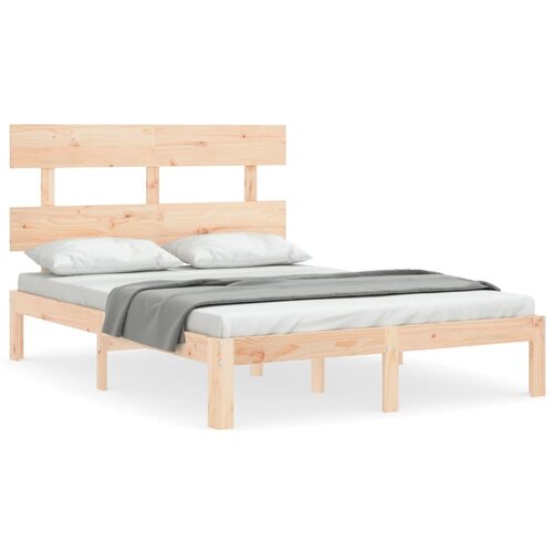 VidaXL Posteljni okvir z vzglavjem 140x190 cm trden les, (20903391) Slike