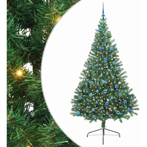 VidaXL Umjetno predsvijetljeno božićno drvce Zelena 240 cm PVC Slike