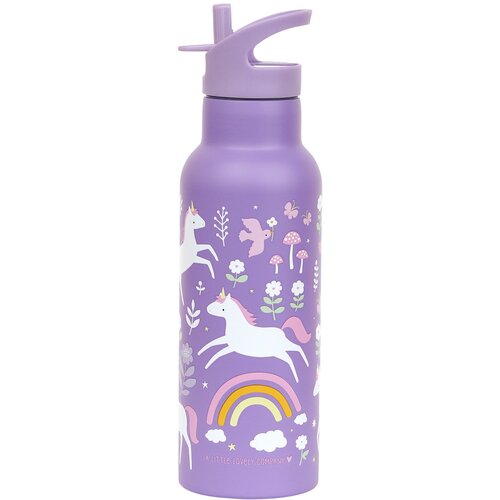 A Little Lovely Company nerjavni bidon za pijačo, 500 ml – samorogi in mavrica Cene