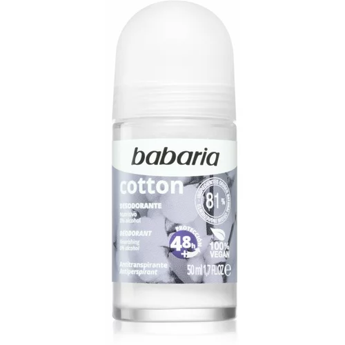 Babaria Deodorant Cotton antiperspirant roll-on s hranjivim učinkom 50 ml