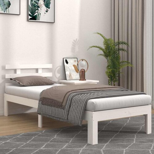  Okvir za krevet od masivnog drva bijeli 75 x 190 cm mali Cijene
