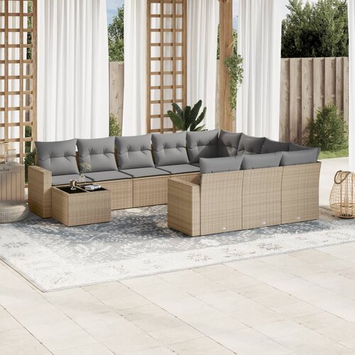 vidaXL 11-dijelni set vrtnih sofa od poliratana s jastucima bež Cene