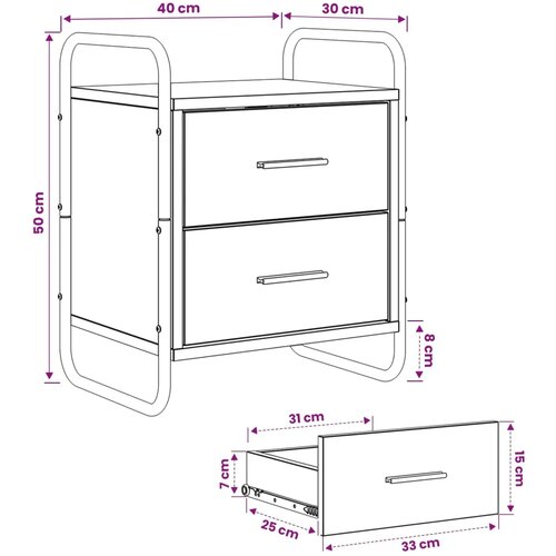  Viseći Noćni Ormar Crni hrast 40 x 30 x 50 cm Konstruirano drvo - Crni hrast 1 Slike