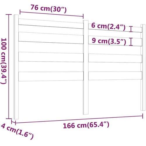  Uzglavlje za krevet crno 166 x 4 x 100 cm od masivne borovine Slike