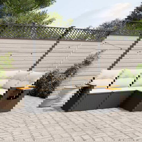 vidaXL Vrtna sedežna garnitura 4-delna z blazinami črna poli ratan Cene