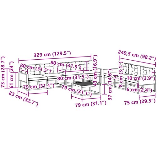  Set vanjskih sofa 8 pcs Prirodna i Svjetlosiva Slike