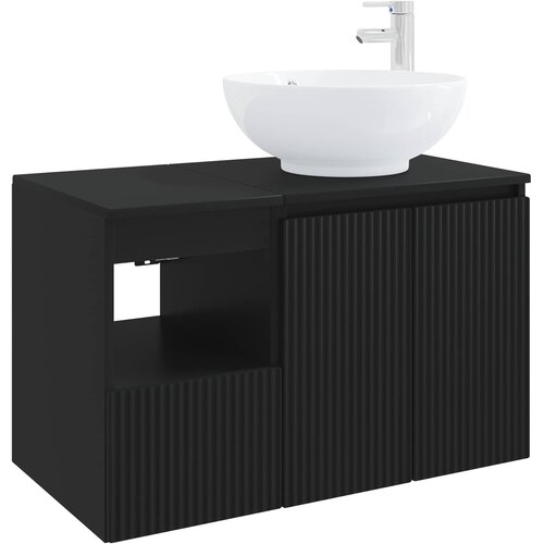  Set namje&amp;scaron;taja za kupaonicu 2 kom. Crna Konstruirano drvo 49,5 x 44,5 x 80 cm Slike