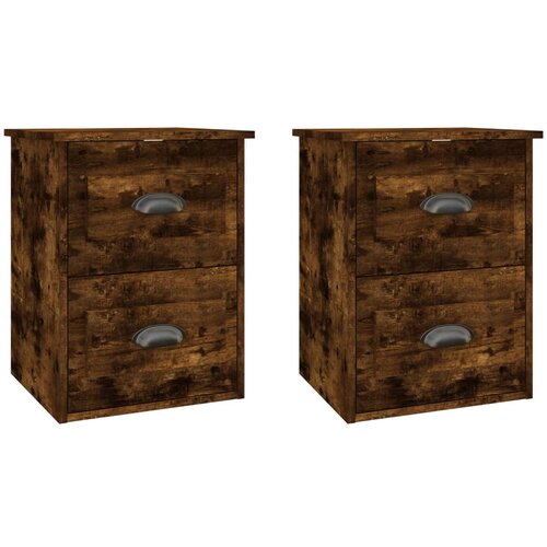 Maison Chic Stenski Dvo delni komplet Nočne omarice - Nočne mize dimljen hrast 41,5x36x53 cm, (21688593) Slike