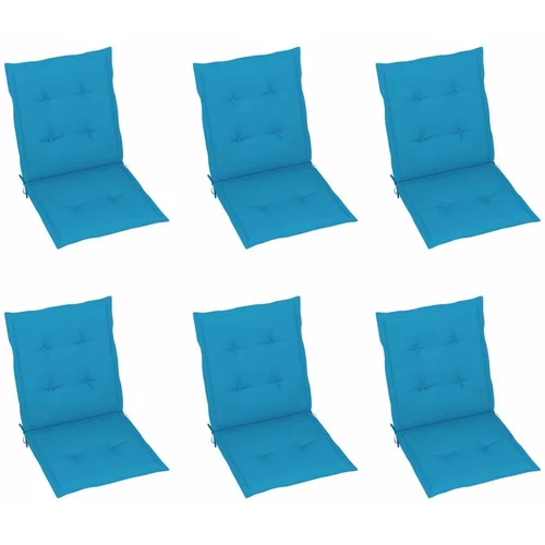  Jastuci za vrtne stolice 6 kom plavi 100 x 50 x 3 cm od tkanine