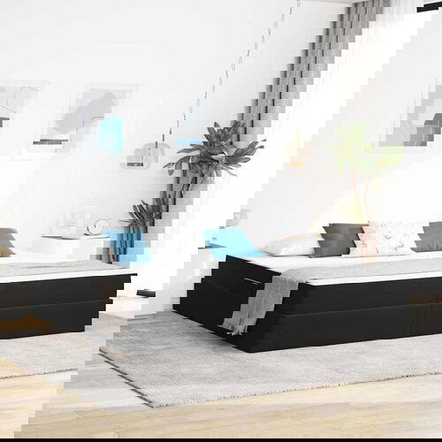 VidaXL Krevet s madracem i skladi&amp;scaron;tem Crna 200 x 200 cm Bar&amp;scaron;un Slike