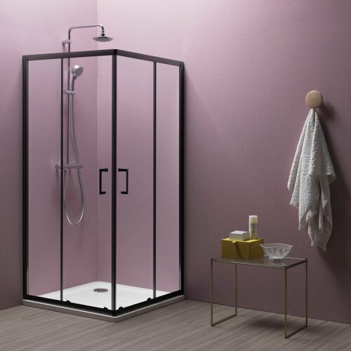 Kolpa San ECO QUAT TKK 90X90 TU&Scaron; KABINA VISINE 185 PROVIDNO KALJENO STAKLO 5mm MAT CRNI DARK BLACK RAM  KOLPA SAN Cene