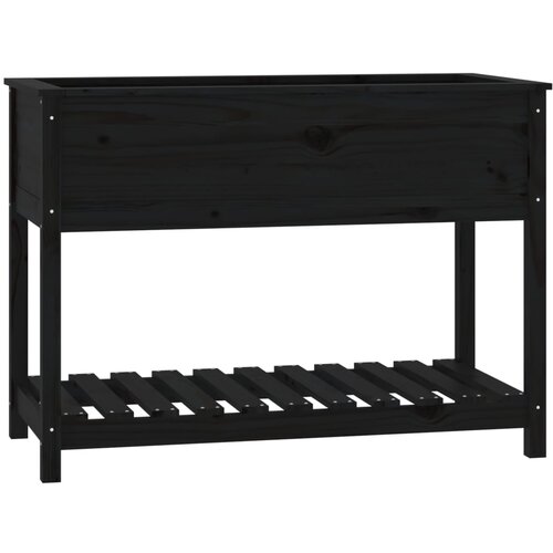 Maison Chic Visoka greda - Greda - Cvetlični Lonec s polico črna 111,5x54x81 cm trdna borovina, (21790223) Cene