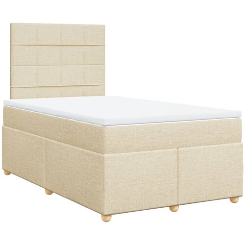 vidaXL Box spring postelja z vzmetnico krem 120x200 cm blago, (21306850) Cene
