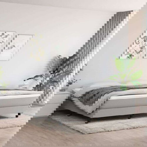  Box spring postelja z vzmetnico svetlo siva 180x200 cm blago, (20725013) Slike