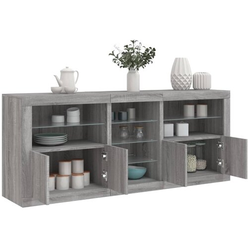 The Living Store Komoda z LED lučkami siva sonoma 162x37x67 cm - Komoda, (21661097) Cene