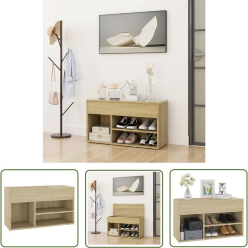The Living Store Klop za čevlje sonoma hrast 80x30x45 cm iverna plošča - Klop Za Čevlje, (21744463) Cene