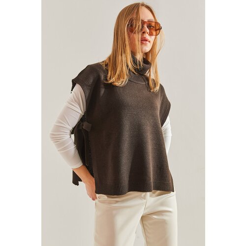 Bianco Lucci Women&amp;#039;s Turtleneck Belt Tie Knitwear Sweater Slike