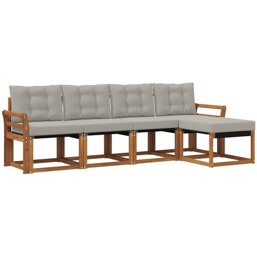  Set vanjskih sofa 5 kom. Prirodna i svijetlo siva Smeđa 253 x 122,5 x 73 cm Slike