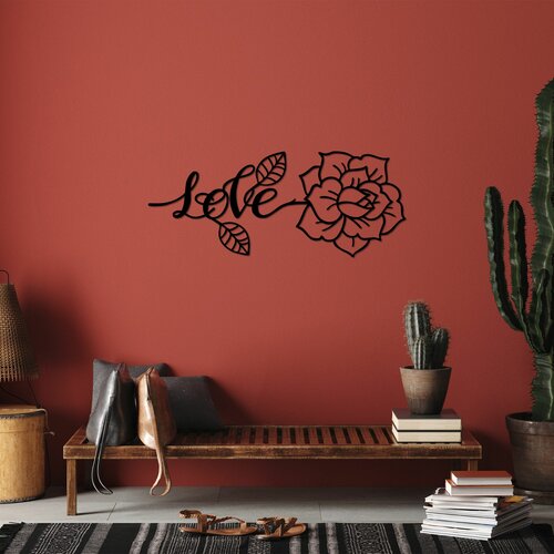 Wallity love and flower black decorative metal wall accessory Slike