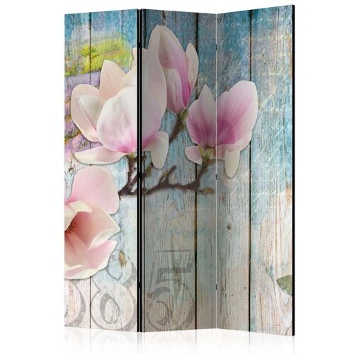  Paravan u 3 dijela - Pink Flowers on Wood [Room Dividers] 135x172 Cijene