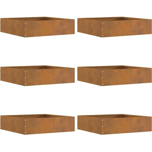 vidaXL Robovi trave 6 pcs Rjav 50 x 50 x 13 cm Vremensko odporno jeklo Cene