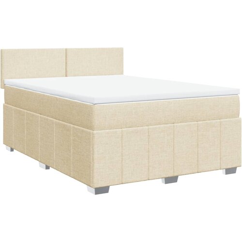  Krevet s oprugama i madracem krem 160x200 cm od tkanine Slike
