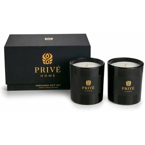 Privé Home Set od 2 crne mirisne svijeće Tobacco&Leather/Oud&Bergamote