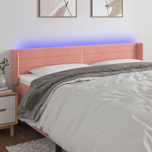  The Living Store LED posteljno vzglavje roza 163x16x78/88 cm žamet - LED Vzglavje, (21453710) Slike