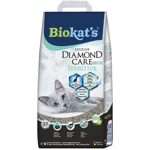 Biokats Diamond Care Sensitive Classic pesek za mačke - Varčno pakiranje: 2 x 6 l