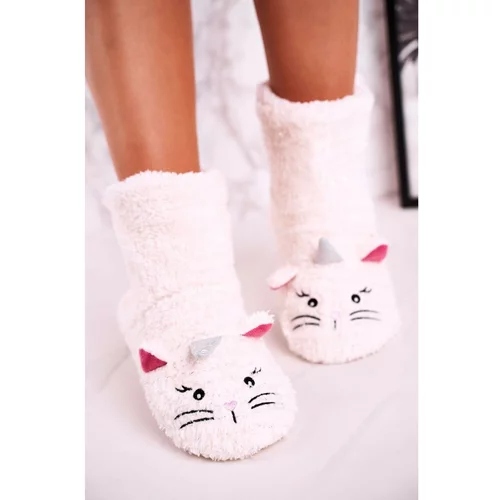 Kesi Children's sheepskin padded slippers Kitten Ecru