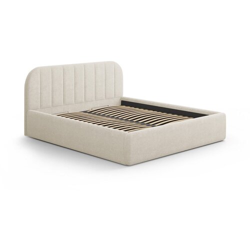 Windsor &amp;amp; Co Sofas kremno bela oblazinjena zakonska postelja s prostorom za shranjevanje z letvenim dnom 160x200 cm juno &amp;ndash; Slike