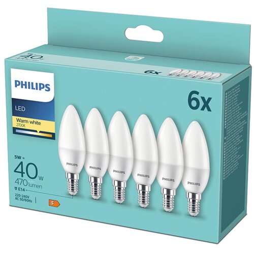 Philips set 6x led sijalica B35 E14/5W/230V 2700K Cene