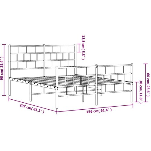  Metalni okvir kreveta uzglavlje i podnožje bijeli 150 x 200 cm Slike