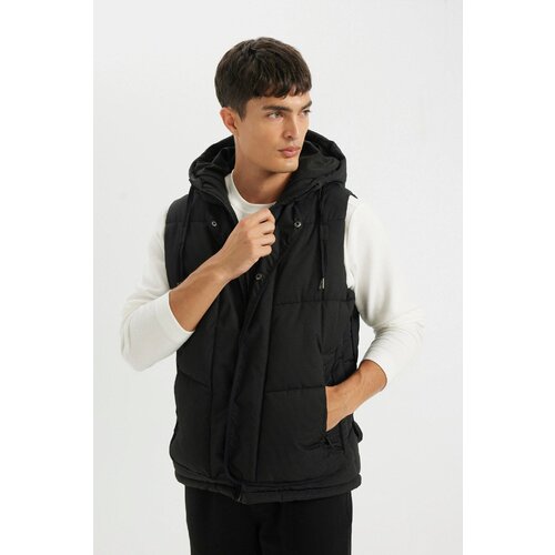 Defacto Puffer Vest Hooded Zippered Snap Pocket Slike