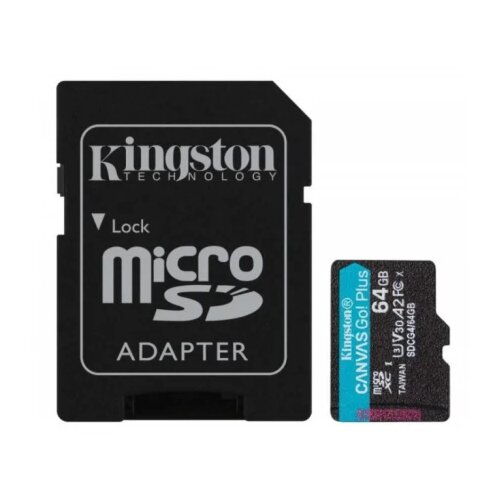 Kingston 64GB microSDXC Canvas Go Plus Gen4 200MB/s A2 U3 V30 Card + Adapter Slike
