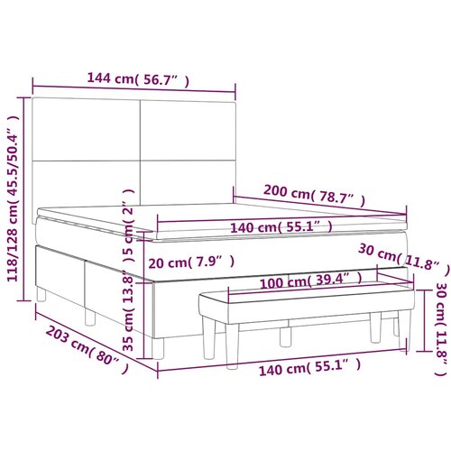  s oprugama i madracem tamnoplavi 140x200 cm bar&amp;scaron;unasti Slike