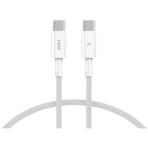 Ksix kabel za prijenos podataka, USB-C na USB-C, 65W PD, pleteni, 1.0m, bijeli Cijene
