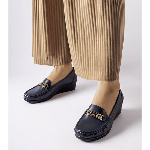 Gemre Navy blue wedge moccasins with buckle Lerino Cijene