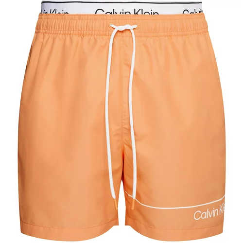 Calvin Klein Swimwear Kratke kopalne hlače svetlo oranžna / črna / bela